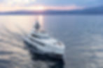 e-Motion Hybrid Yacht Tankoa Bintador 50 m sailing on the twilight