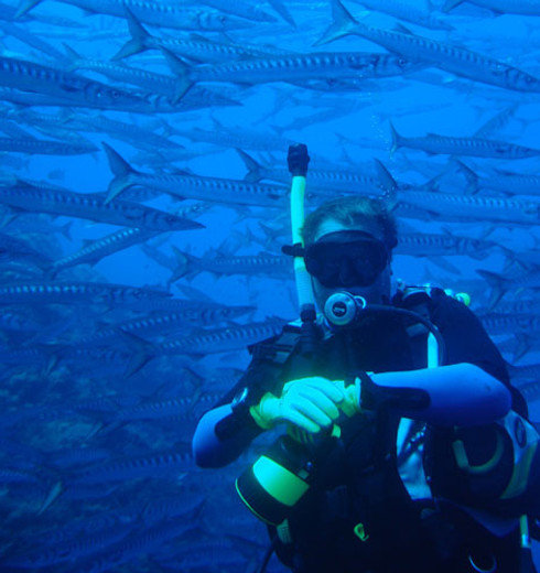 Innovator Maggi of e-Motion Hybrid is diving near fish